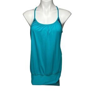 Lululemon NO LIMITS turquoise blue tropics with striped bra tank top size 6